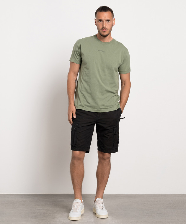 Stone Island Черные шорты-карго с логотипом 1015L11WA изображение 2
