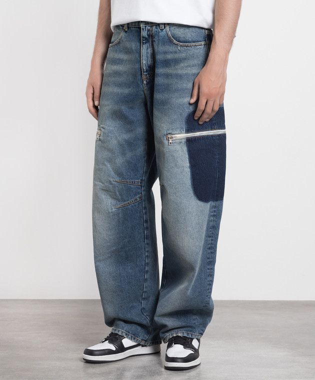 Palm Angels Reserve Dye Carrot distressed blue cargo jeans PMYB021E23DEN001 image 3