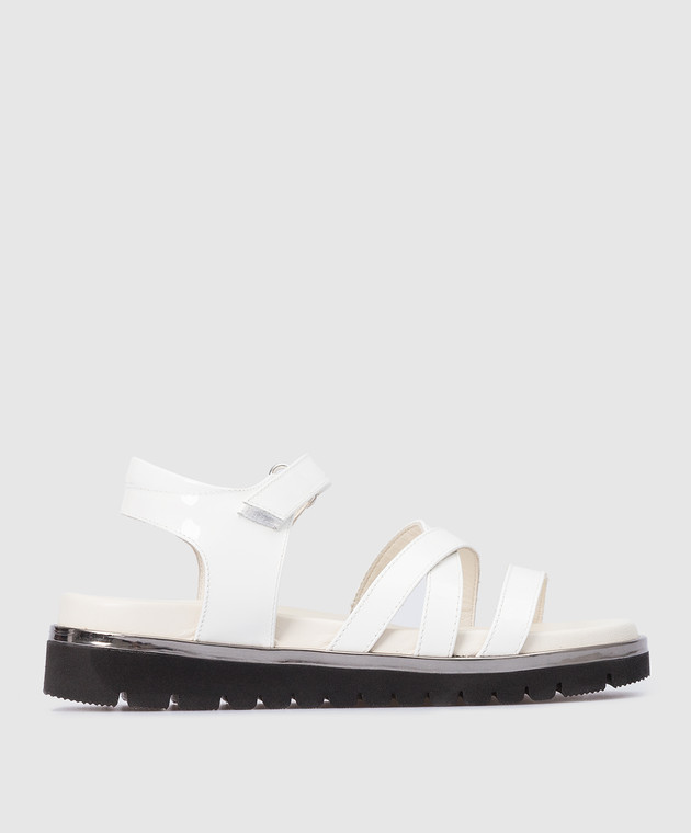 Zecchino D'oro Дитячі білі сандалі з лакованої шкіри з контрастною підошвою F3666012829