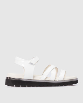 Zecchino D'oro Дитячі білі сандалі з лакованої шкіри з контрастною підошвою F3666013032