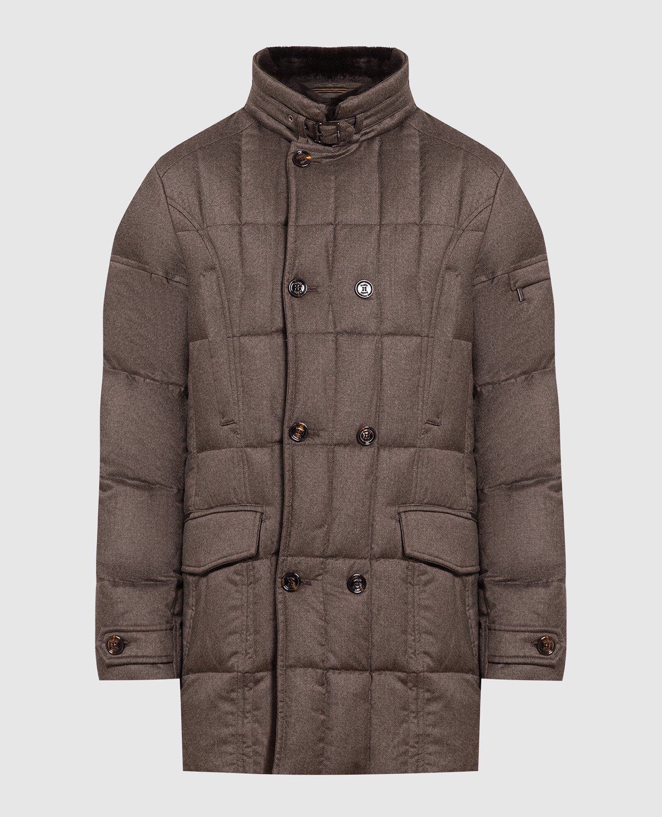 Brown wool and cashmere down jacket