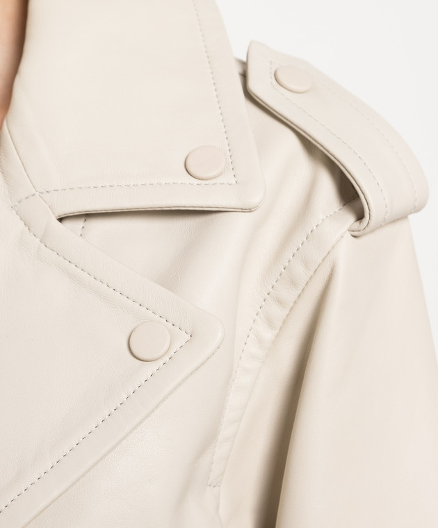 Yves Salomon Бежевая кожаная косуха 21EYV21755APAN изображение 5