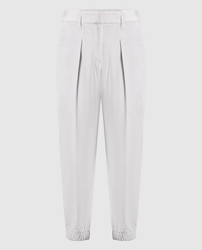 Brunello Cucinelli Світло-сірі вельветові штани з еколатунню MP180P8077