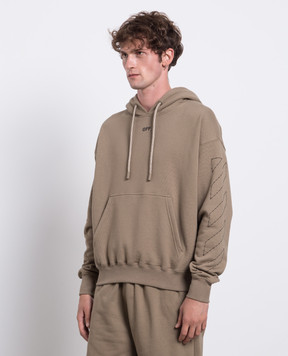 Off-White Коричневе худі з вишивкою логотипа OMBB085F23FLE019