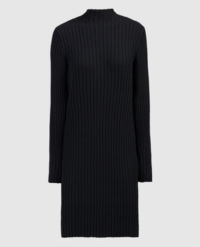 The Row Черное платье Diolette в рубчик из шелка 7427Y522