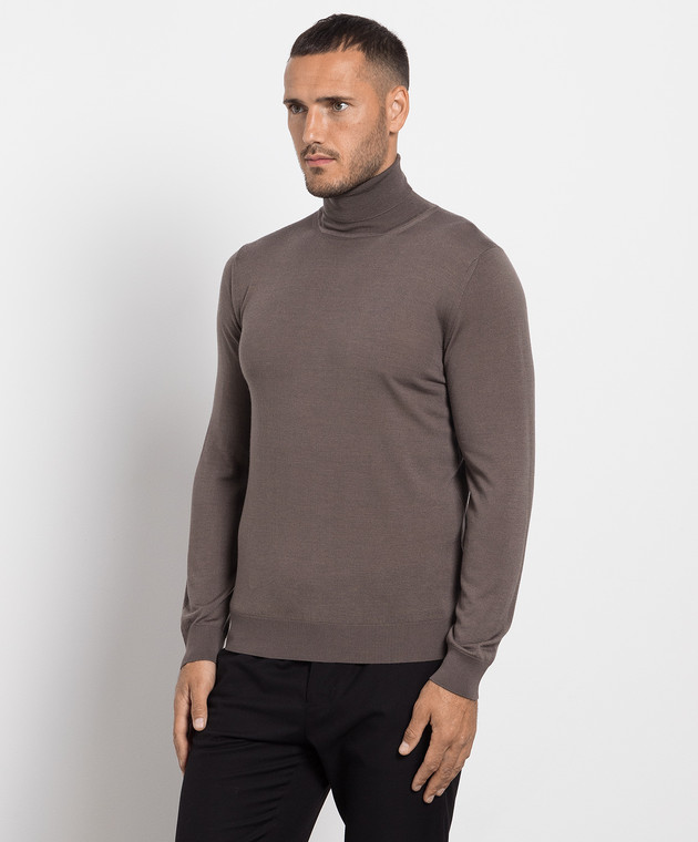 Cashmere&Whiskey Brown wool, silk and cashmere golf MU8571318410R image 3