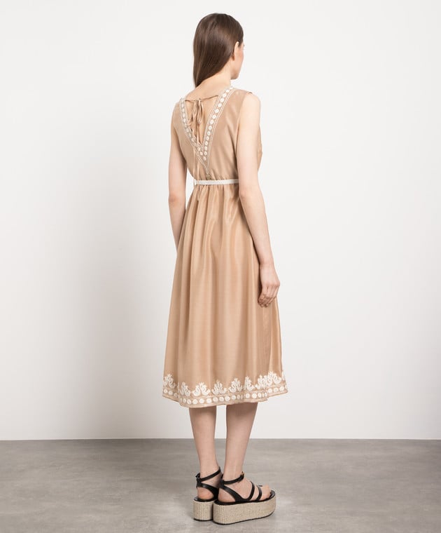Twinset Brown midi dress with embroidery 231LM2FBB image 4