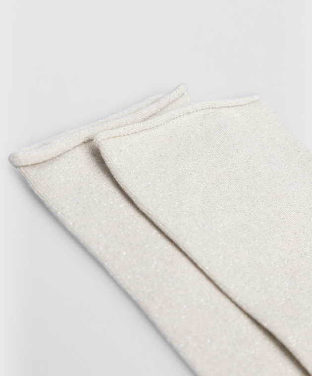 Brunello Cucinelli Світло-сірі шкарпетки з люрексом M41945019P зображення 3