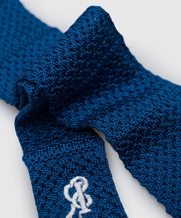 Stefano Ricci Дитяча синя краватка із шовку з вишивкою логотипу YCRM2600SETA зображення 3