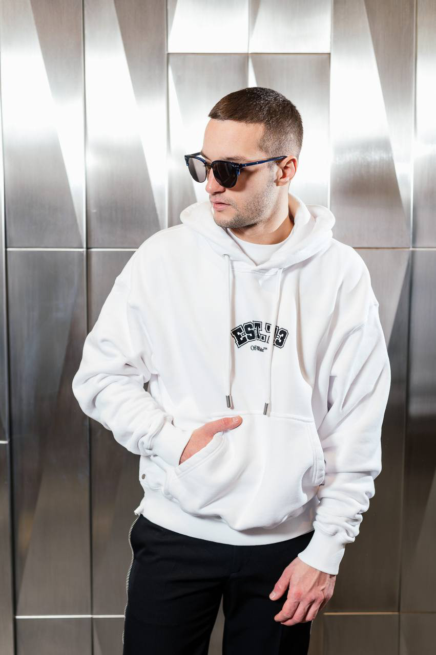Off-White - Белые худи Logic с вышивкой и принтом логотипа ...
