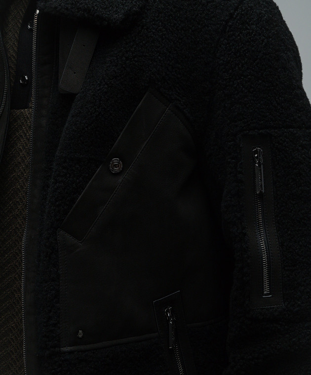 Stefano Ricci Black leather jacket with fur M7J3300170LACONY image 5