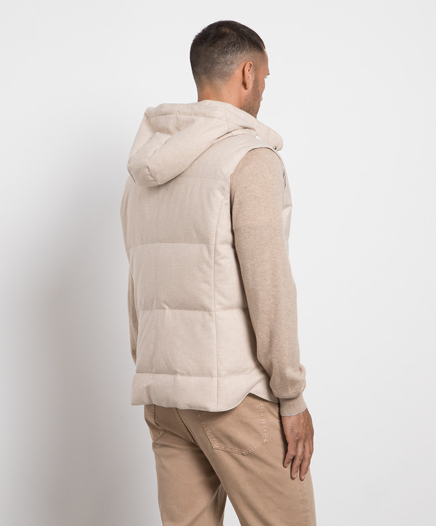 Brunello Cucinelli Beige quilted down vest made of wool, silk and cashmere MM4851162 image 4
