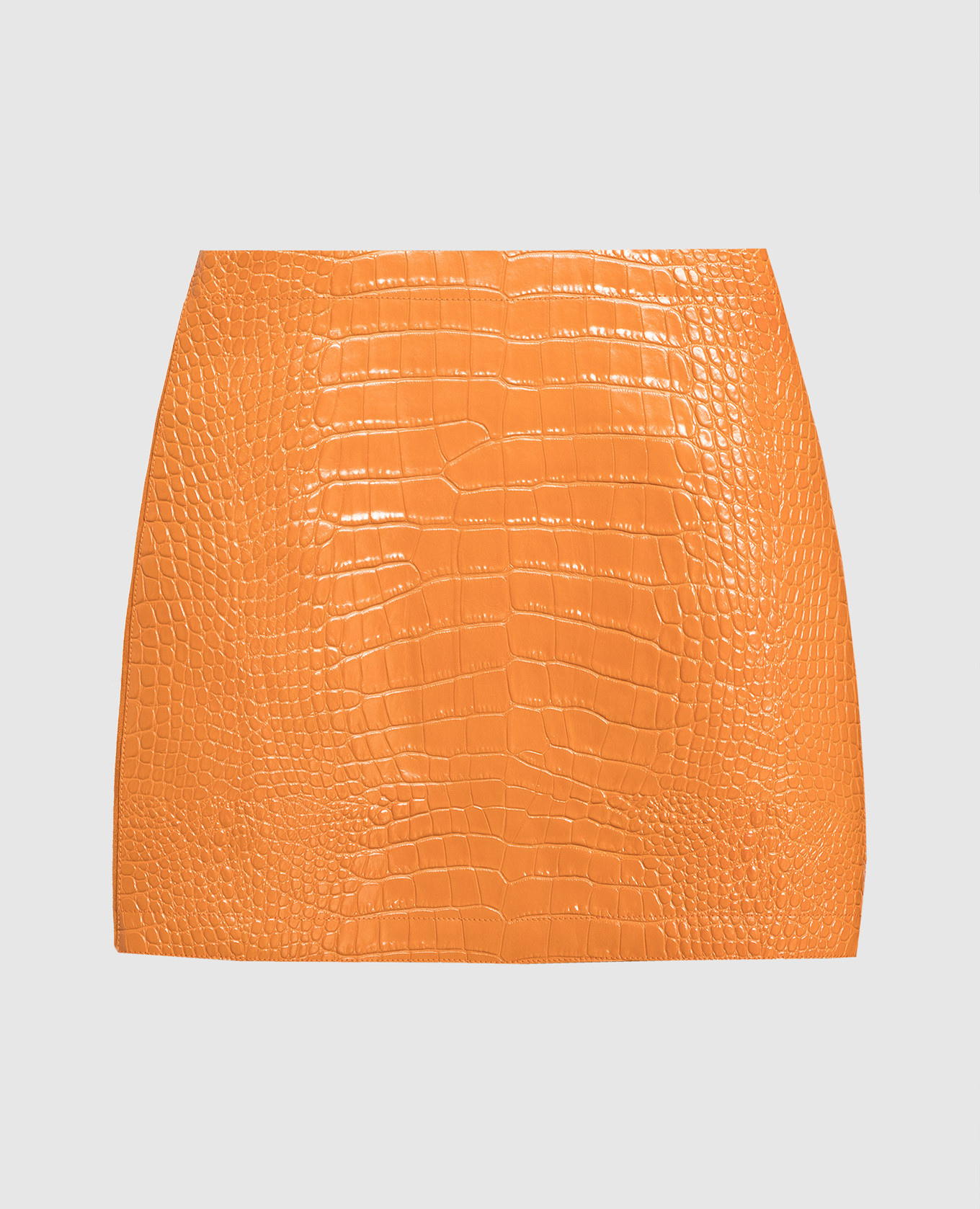 Оранжевая кожаная юбка мини