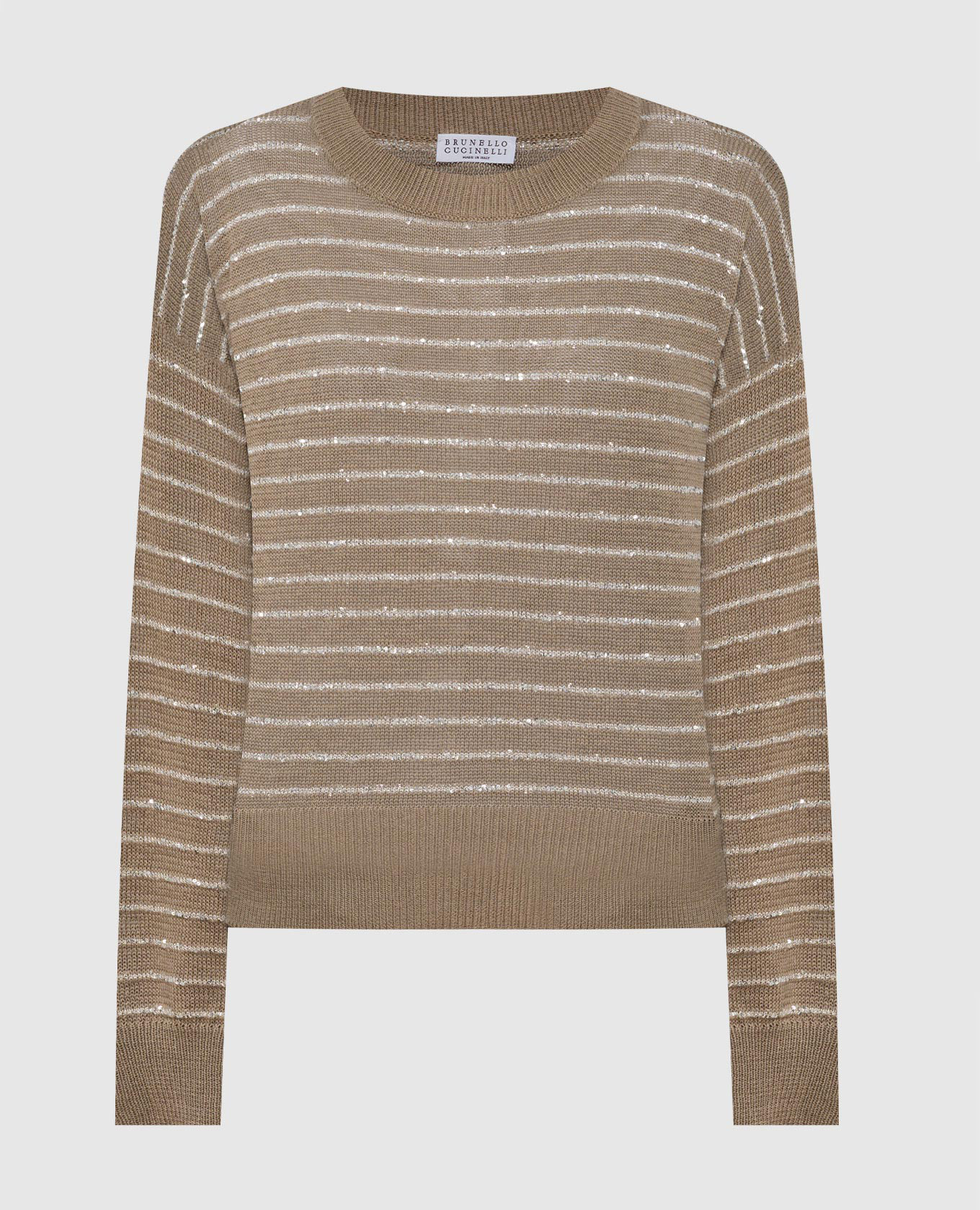 Brown sweater in a stripe with sequins