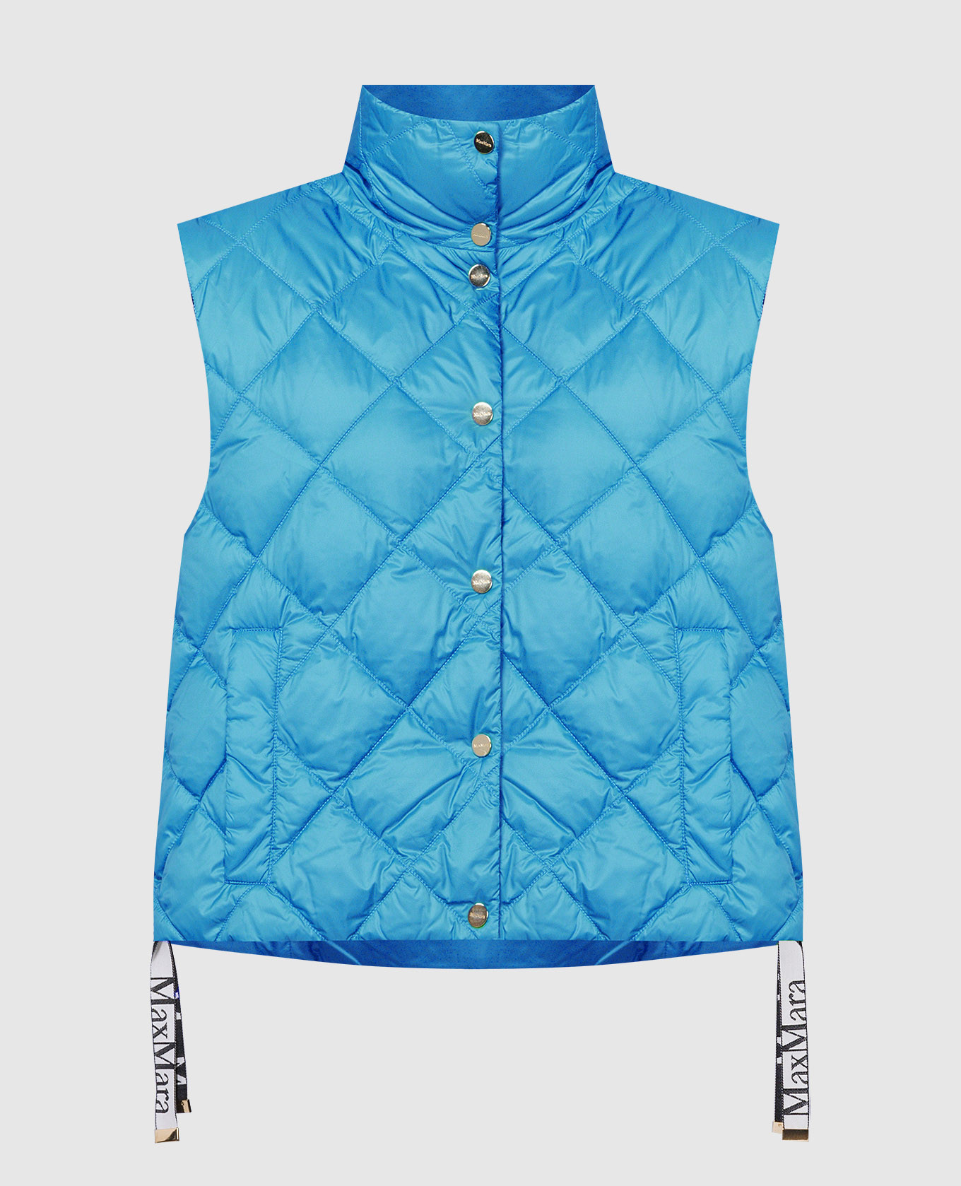 GSoft blue quilted down vest with logo patch