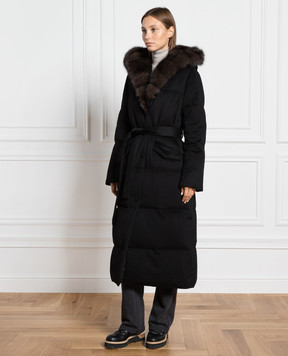 Be Florence Черный пуховик из кашемира с мехом соболя BE2341LOROPIANAXXDARK