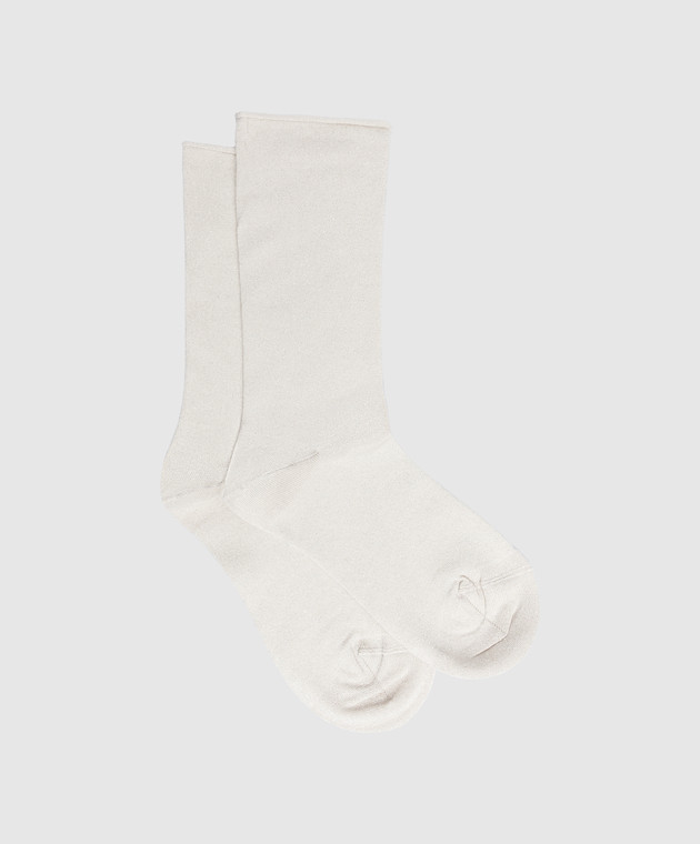 Brunello Cucinelli Світло-сірі шкарпетки з люрексом M41945019P