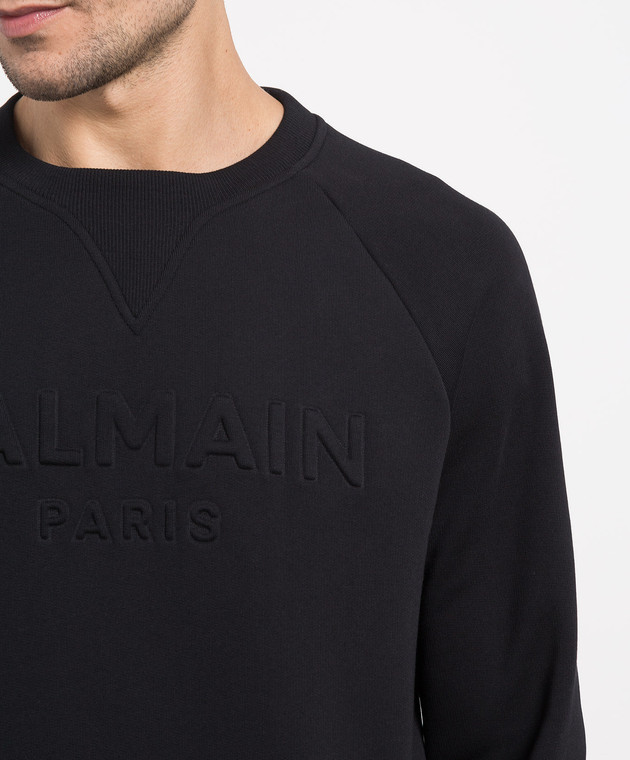 Balmain Black sweatshirt with textured logo AH1JQ005BB20 изображение 5