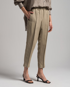 Brunello Cucinelli Бежевые брюки с льном MH126P7197