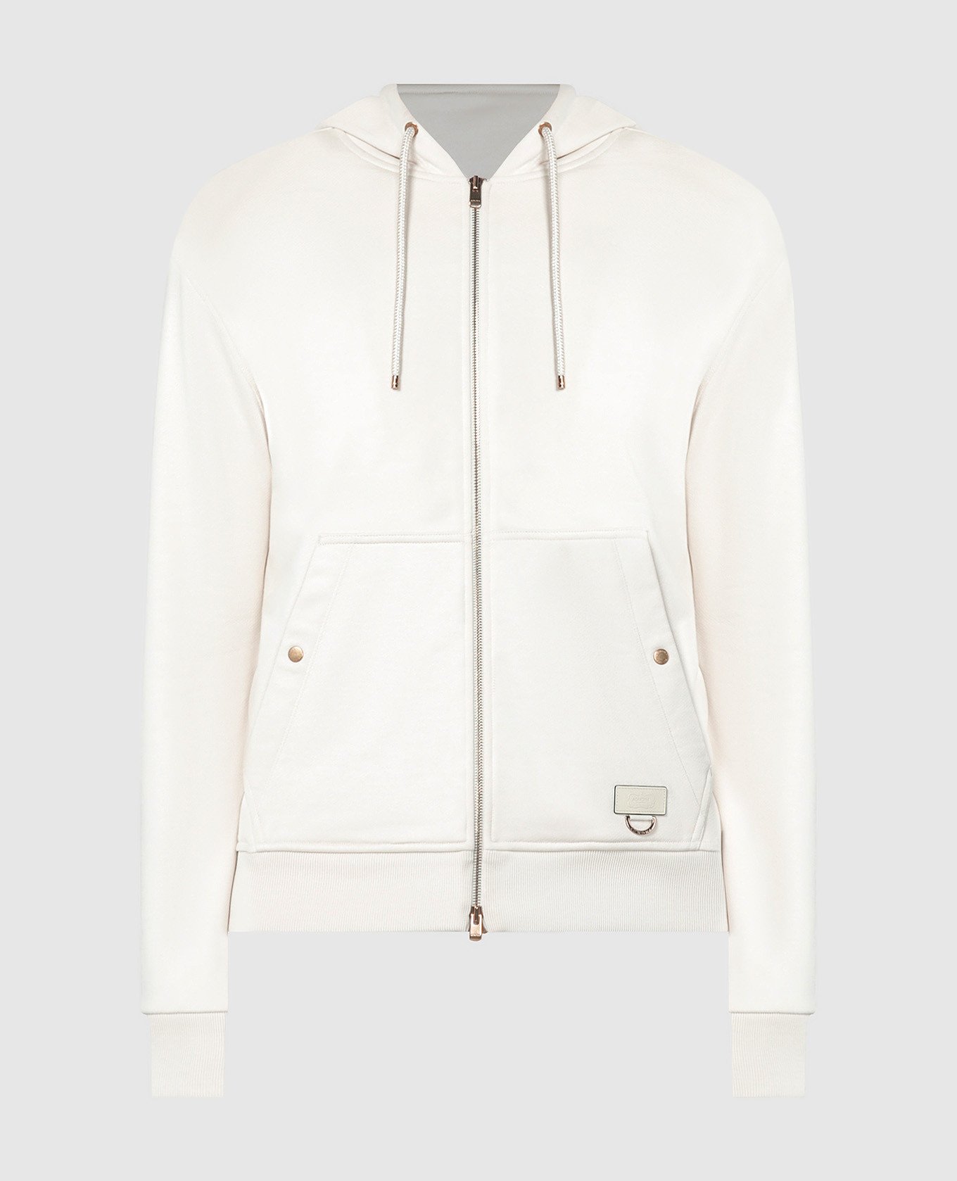 Beige sports jacket with silk and logo patch