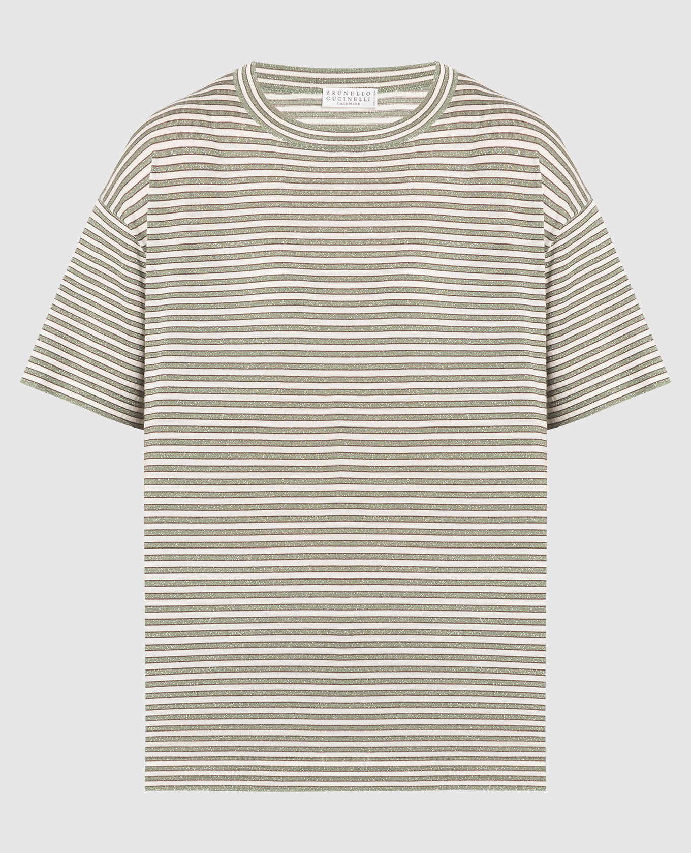 Green striped t-shirt with lurex