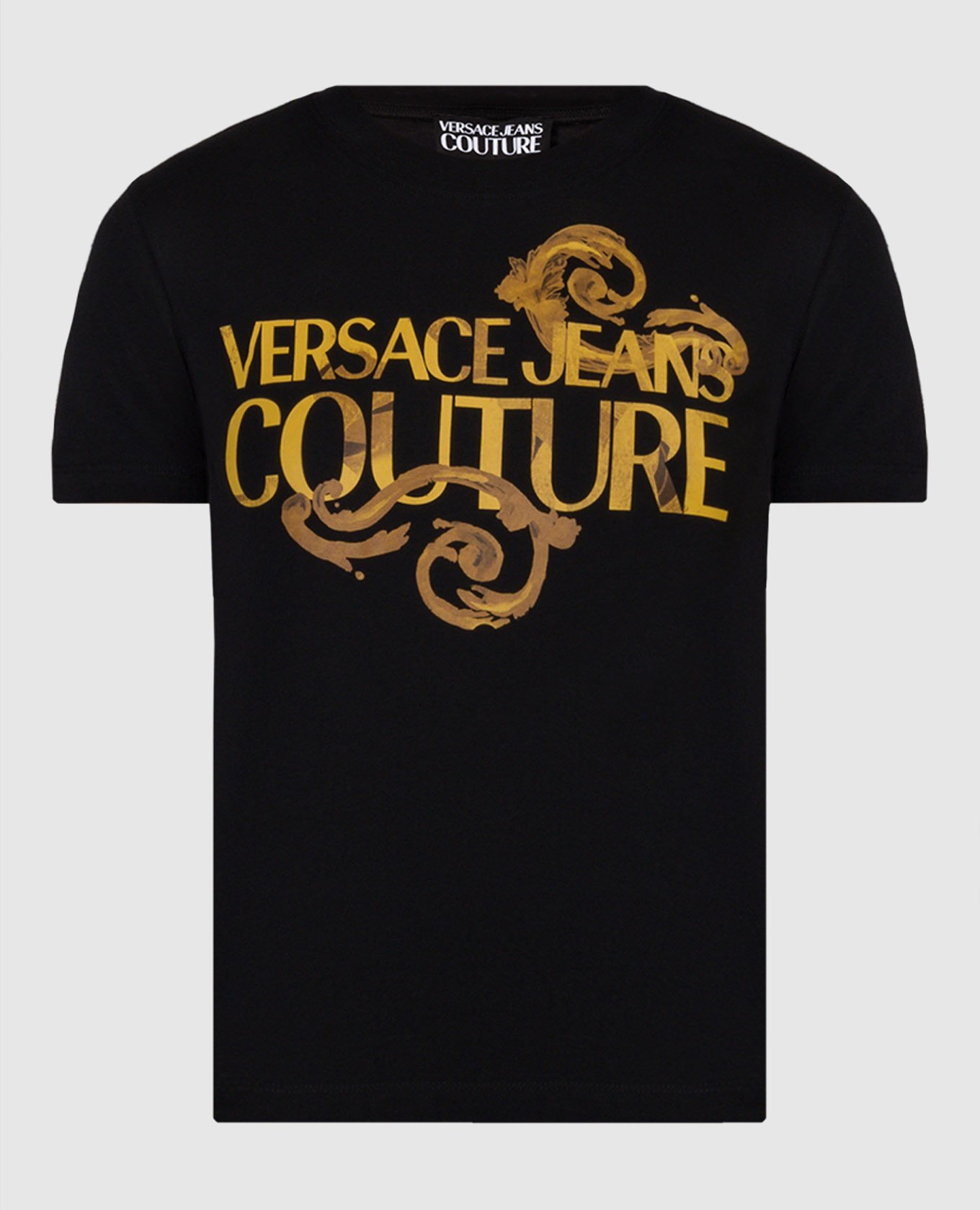 Black t-shirt with Watercolor Couture logo print