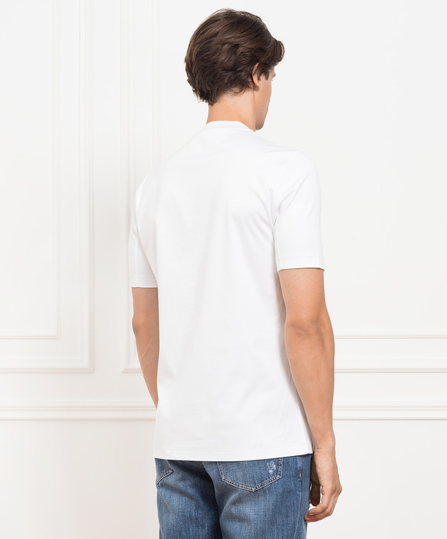 Brunello Cucinelli Біла футболка з вишивкою логотипу M0T611328G зображення 4