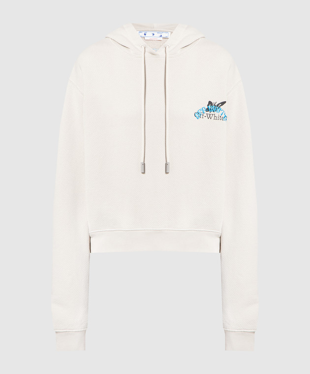 Off-White Beige hoodie with logo embroidery OWBB016S23JER004