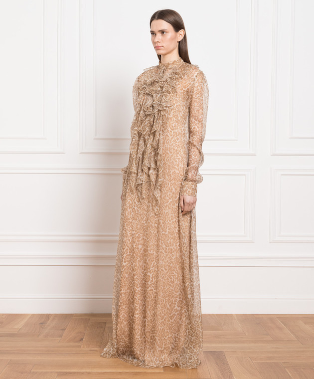 Ermanno Scervino Beige silk dress with animal print D422Q711CSOIG image 3