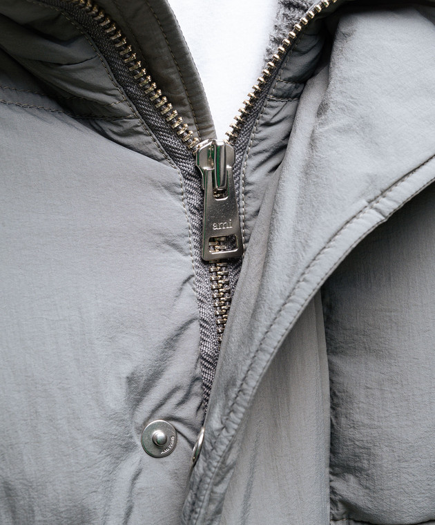 Ami Alexandre Mattiussi Gray straight-cut down jacket with logo patch UJK402PA0009 image 5
