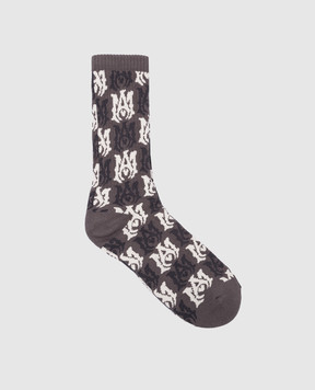 AMIRI Сірі шкарпетки у логотип AW23MHR001