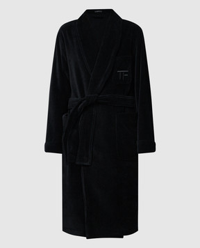 Tom Ford Черный халат с вышивкой логотипа монограммы. RSL001FMC031S23