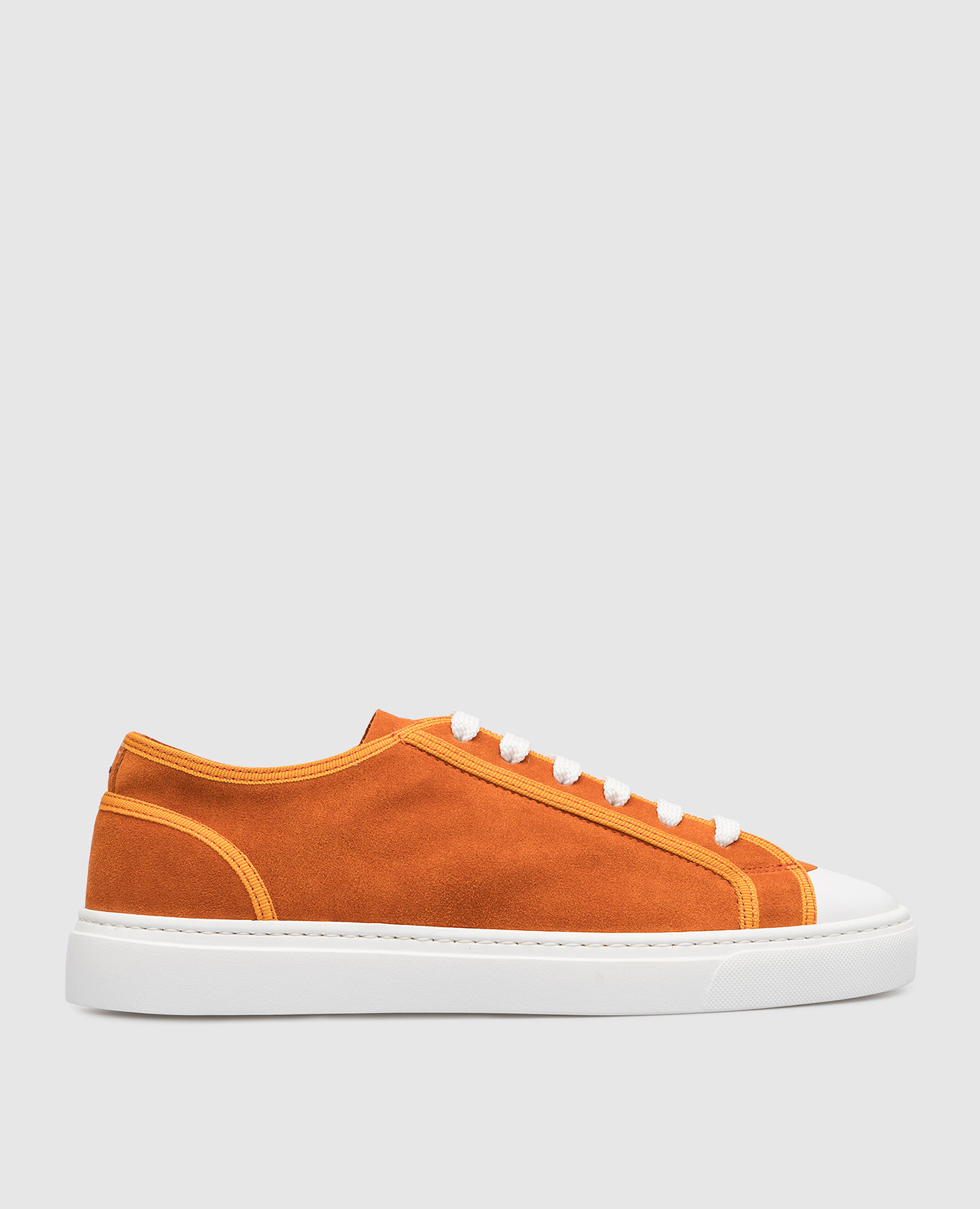 Orange logo embossed suede sneakers