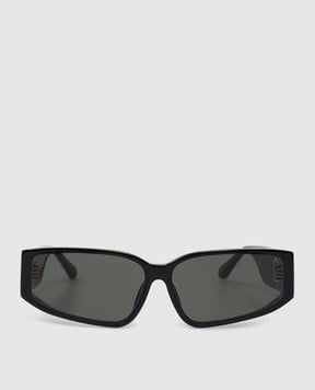 The Attico by Linda Farrow Черные очки Alexis с золотым покрытием. LFL1465C1