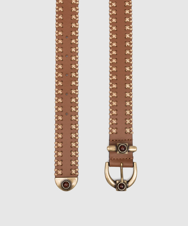 Etro Brown leather belt with weaving P1N7917555 изображение 3