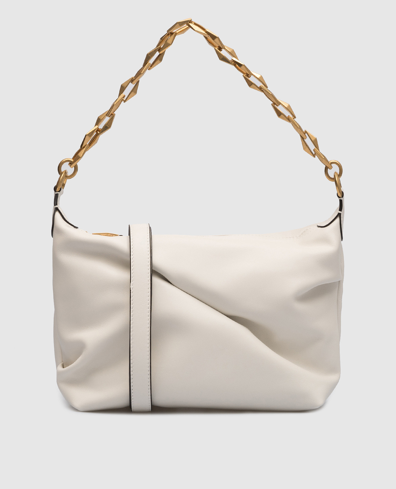 Diamond Soft white leather hobo bag