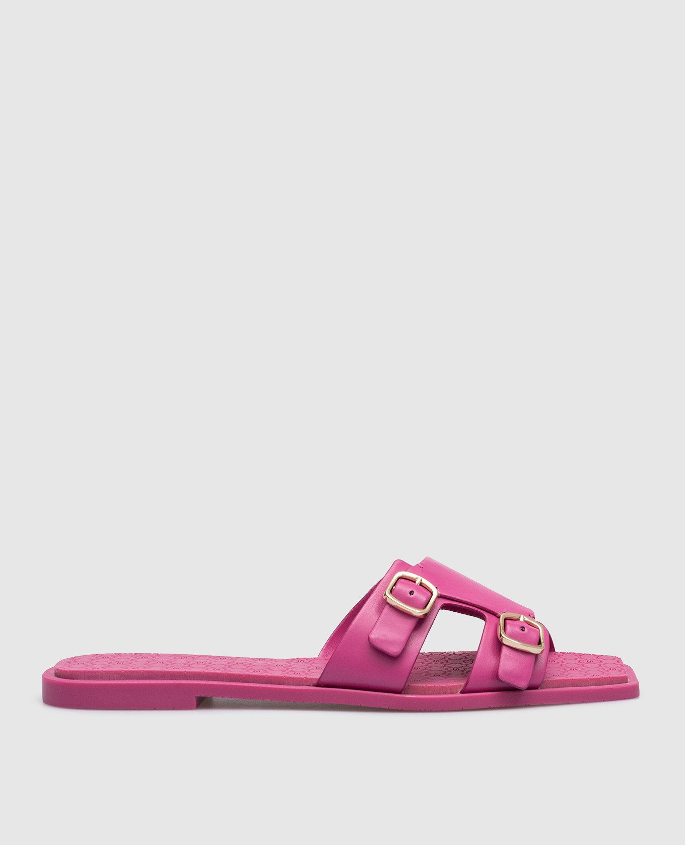 Pink leather flip flops
