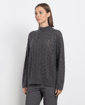 Brunello Cucinelli Серый свитер с шерстью с люрексом MBG747604P
