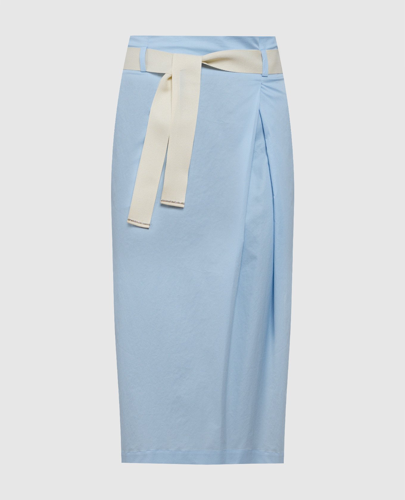 Blue skirt with monil chain and belt