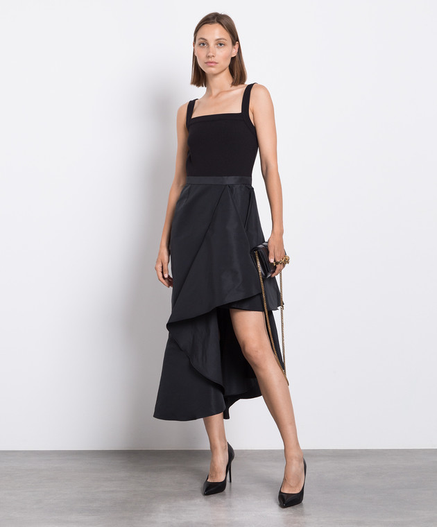 Alexander McQueen Black dress of asymmetrical cut 754939QLABX image 2