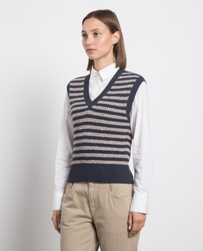 Brunello Cucinelli Синій жилет в смужку з пайєтками M19580202P