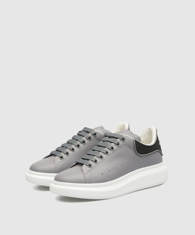 Alexander McQueen Oversized gray leather sneakers with logo 727394WHXMT image 2