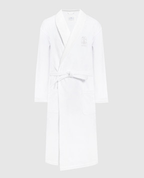 Brunello Cucinelli Білий халат з вишивкою логотипа MLB925050P