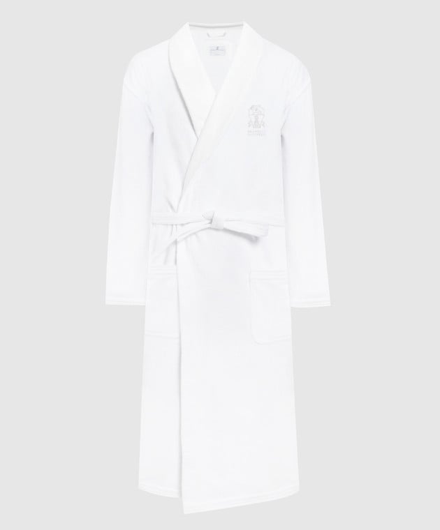Brunello Cucinelli White robe with logo embroidery MLB925050P