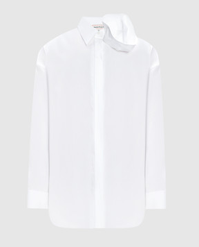 Alexander McQueen Белая рубашка с аппликацией в виде цветка 768314QAAAD