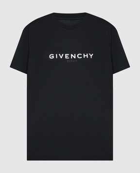 Givenchy Чорна футболка з реверсом логотипа BW707Z3Z5W
