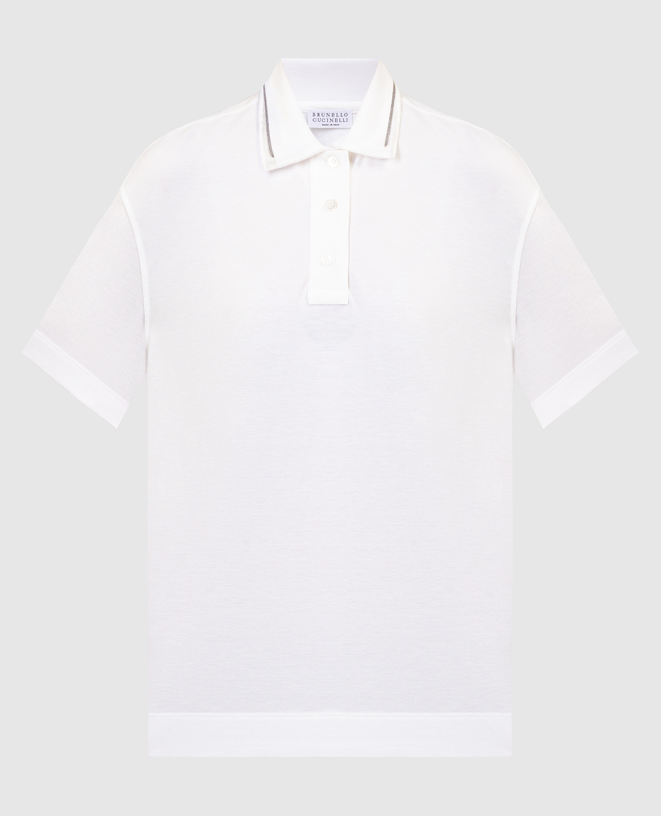 White polo shirt with monil chain