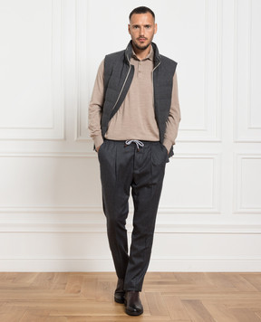 Brunello Cucinelli Бежеве меланжеве поло з вовни та кашеміру M2400295