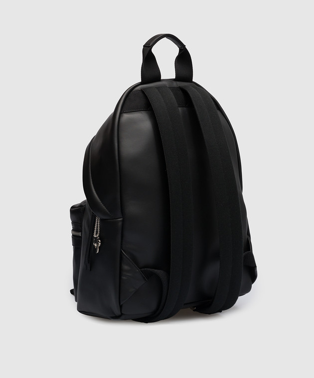 Palm Angels - Black leather backpack with logo PMNB015S23LEA001