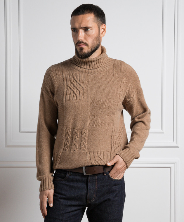 Canali Brown sweater with a textured pattern MK01973C0978 image 3